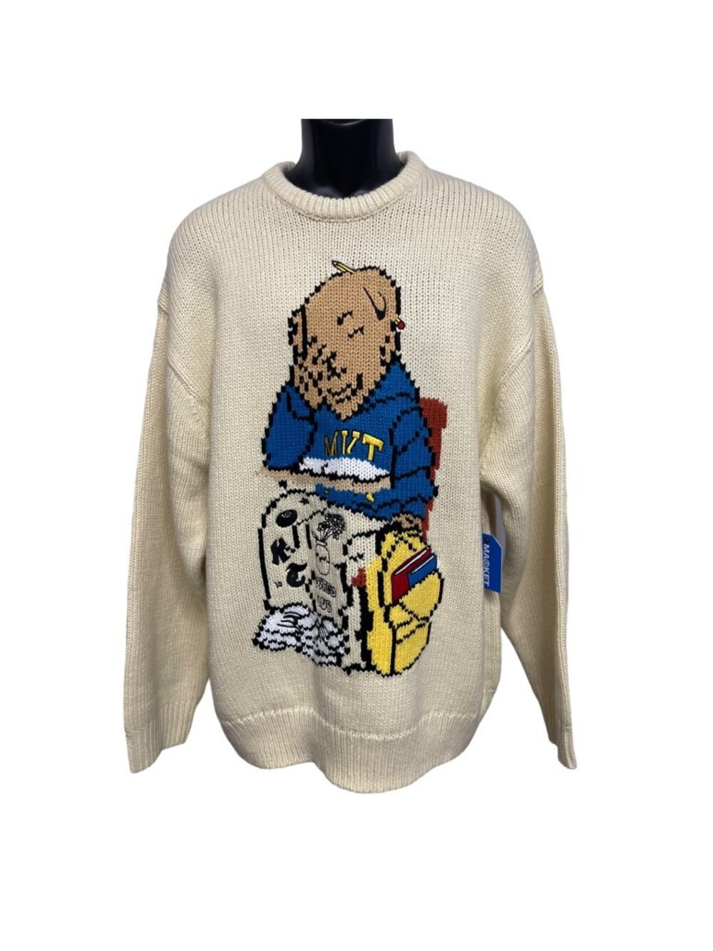 New Market Making The Grade Bear Sweater Size XL Tan